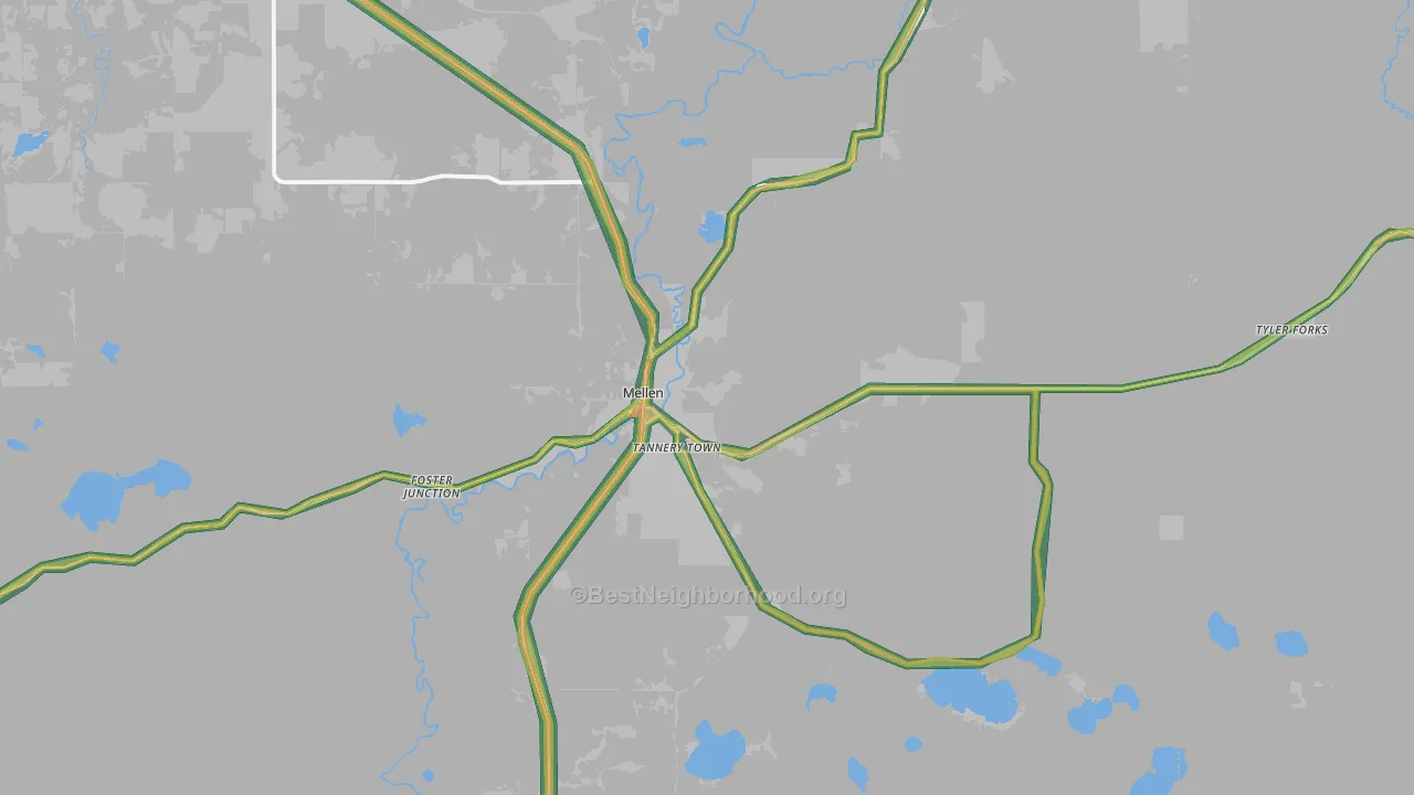 54546, WI Map of Noise Levels in 54546