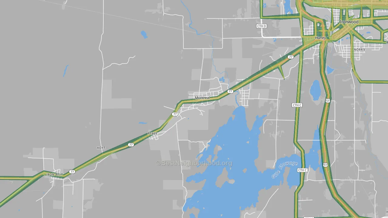 54550, WI Map of Noise Levels in 54550