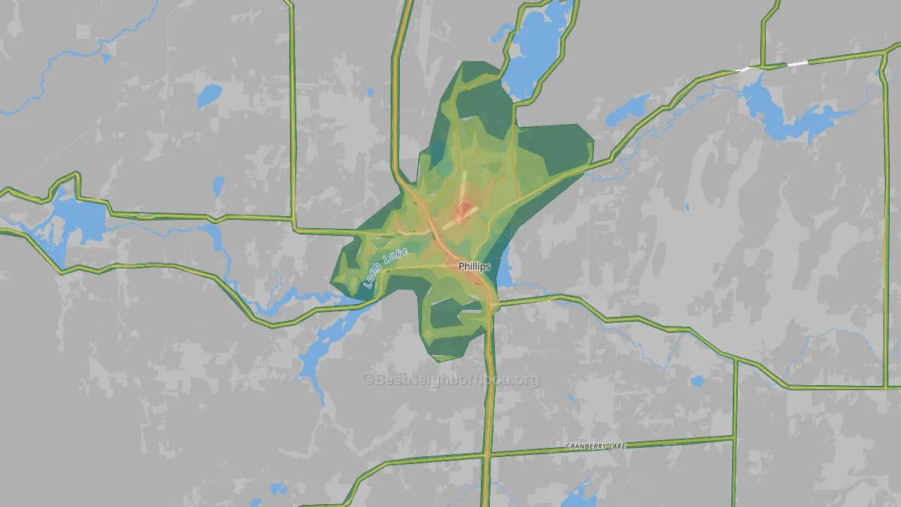 54555, WI Map of Noise Levels in 54555