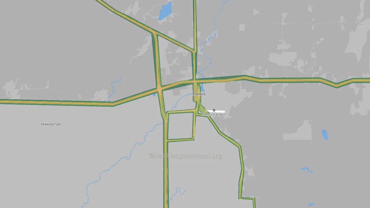 54556, WI Map of Noise Levels in 54556