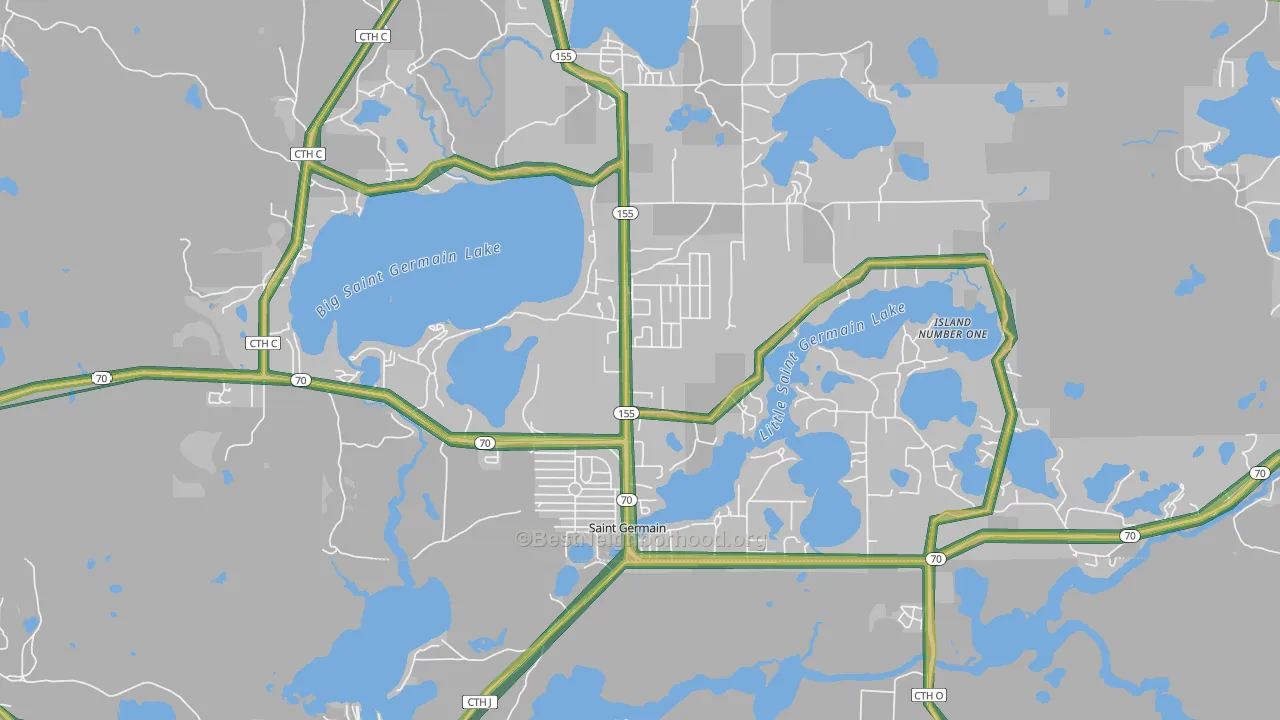54558, WI Map of Noise Levels in 54558