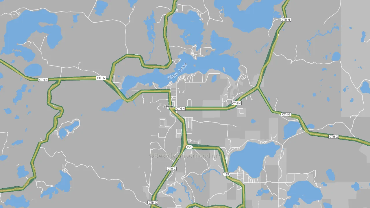 54560, WI Map of Noise Levels in 54560
