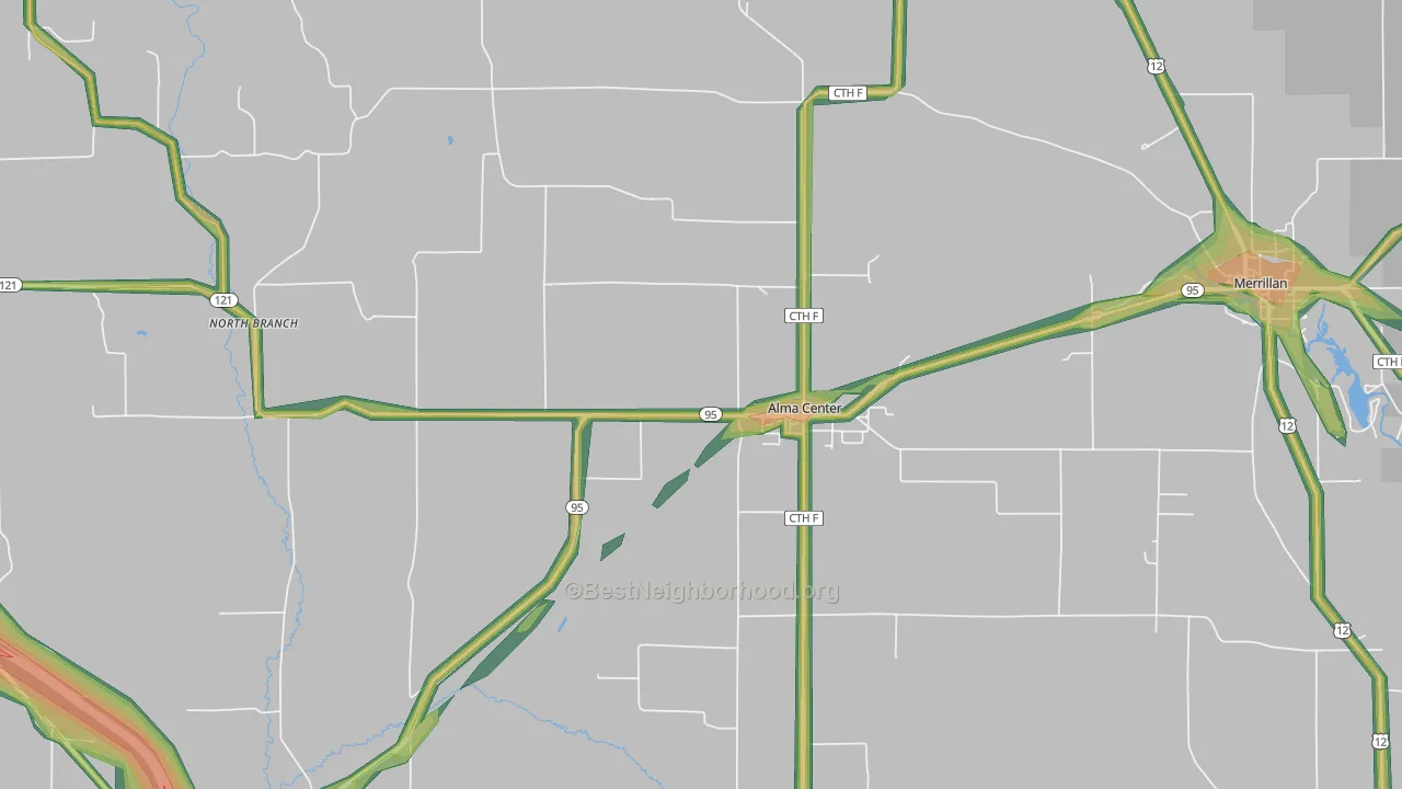 54611, WI Map of Noise Levels in 54611