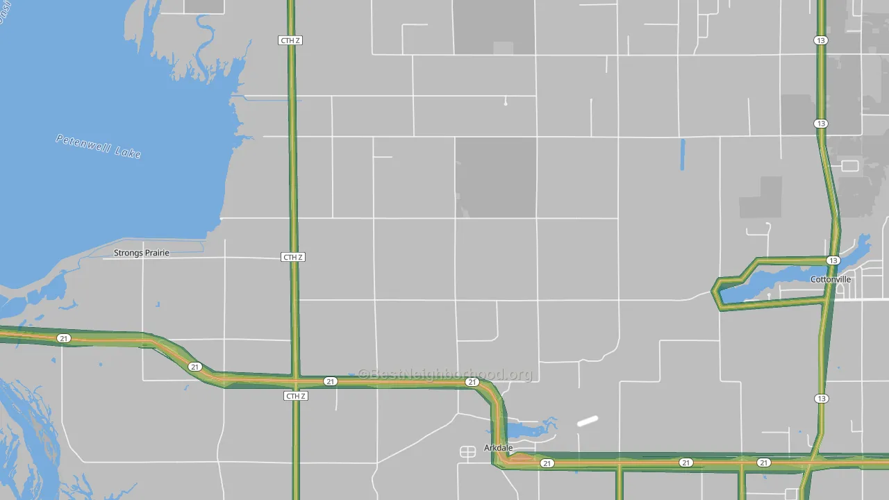 54613, WI Map of Noise Levels in 54613