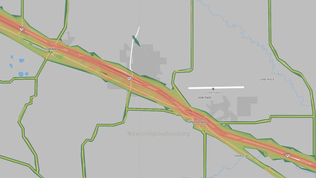54618, WI Map of Noise Levels in 54618