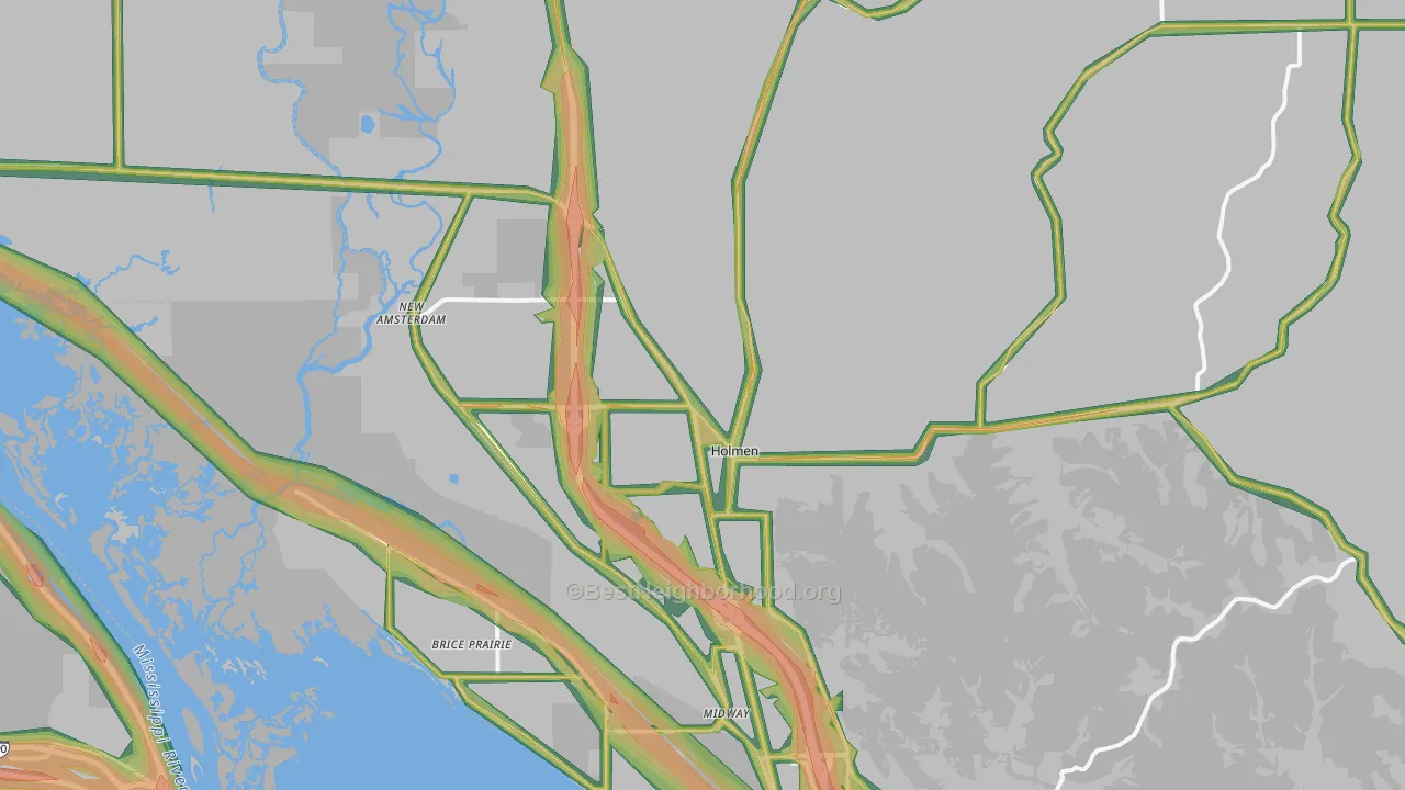 54636, WI Map of Noise Levels in 54636
