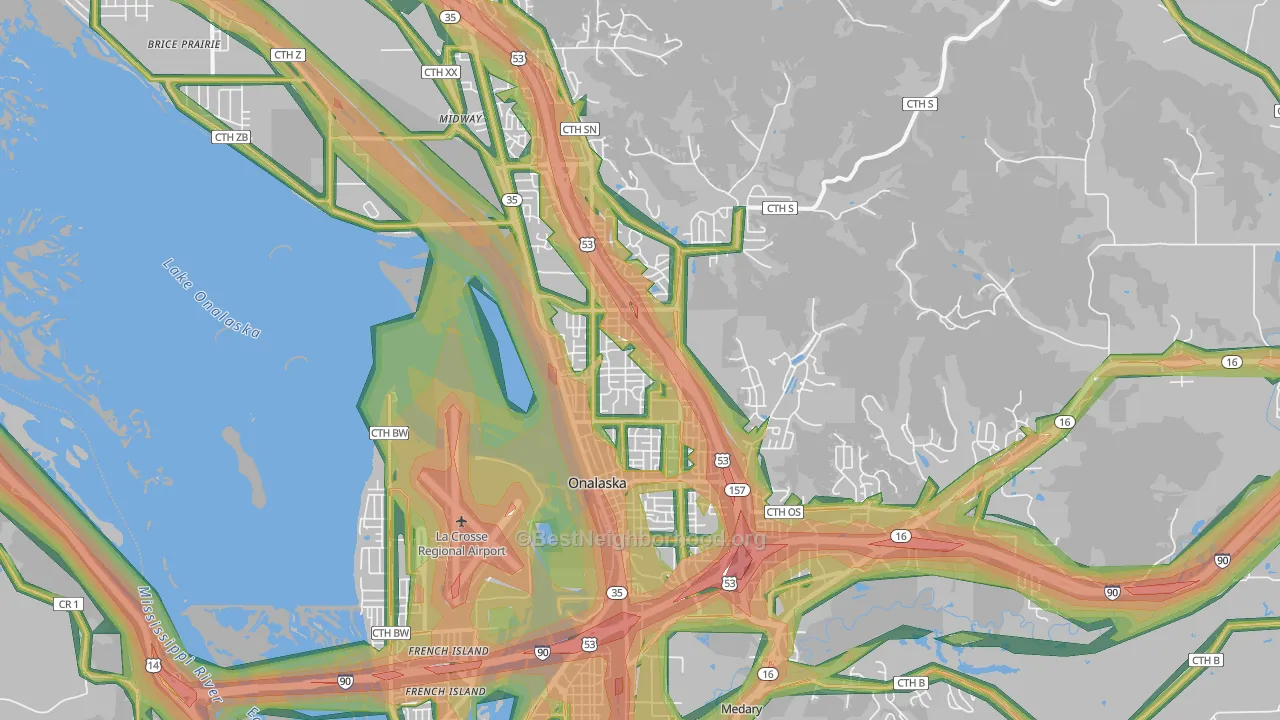 54650, WI Map of Noise Levels in 54650