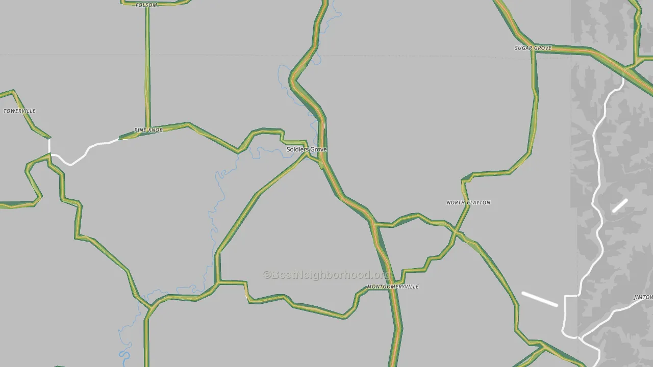 54655, WI Map of Noise Levels in 54655