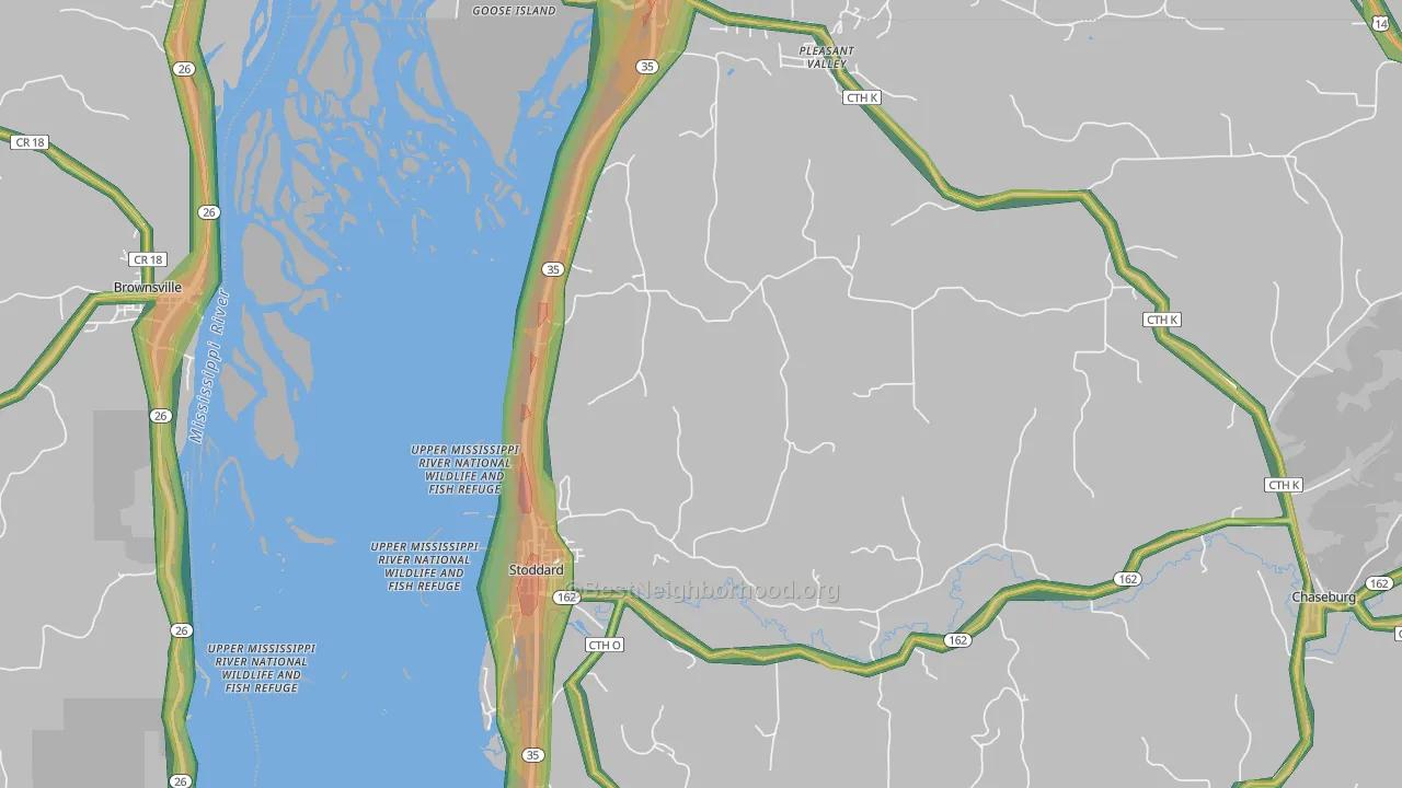 54658, WI Map of Noise Levels in 54658