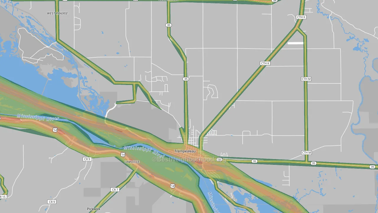 54661, WI Map of Noise Levels in 54661