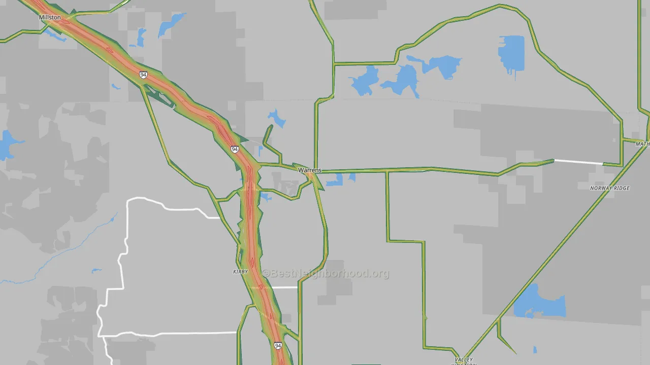 54666, WI Map of Noise Levels in 54666