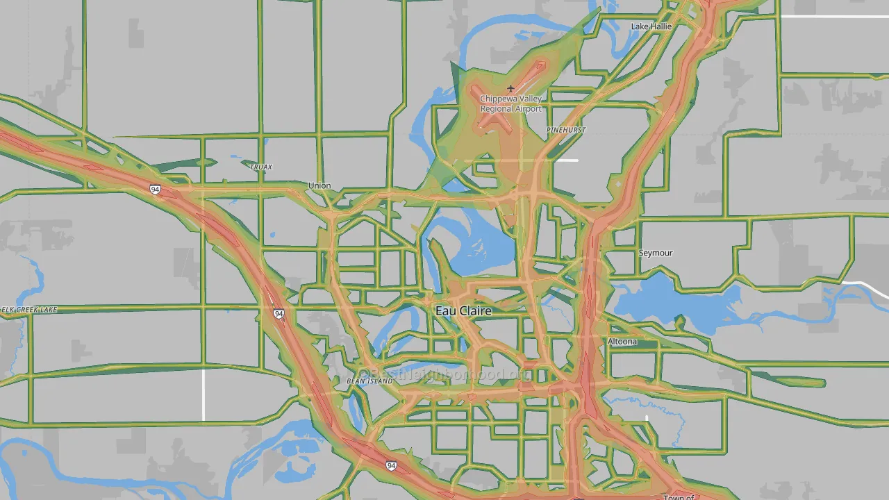 54703, WI Map of Noise Levels in 54703