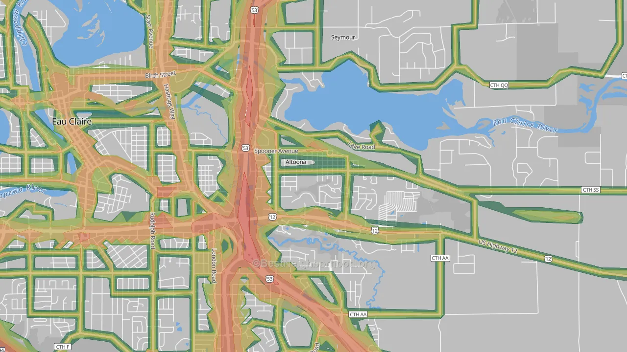 54720, WI Map of Noise Levels in 54720
