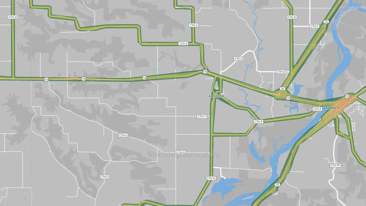 54721, WI Map of Noise Levels in 54721