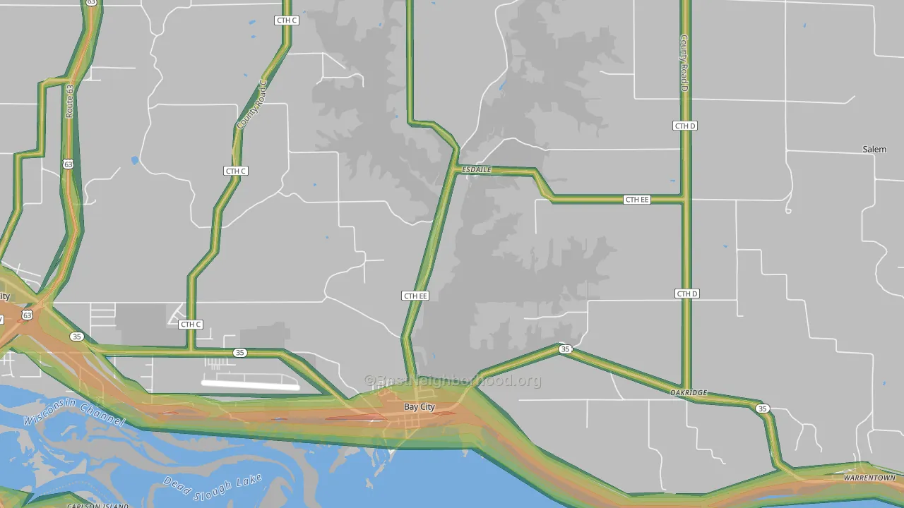 54723, WI Map of Noise Levels in 54723