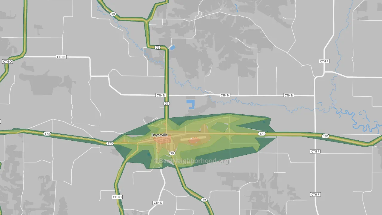 54725, WI Map of Noise Levels in 54725