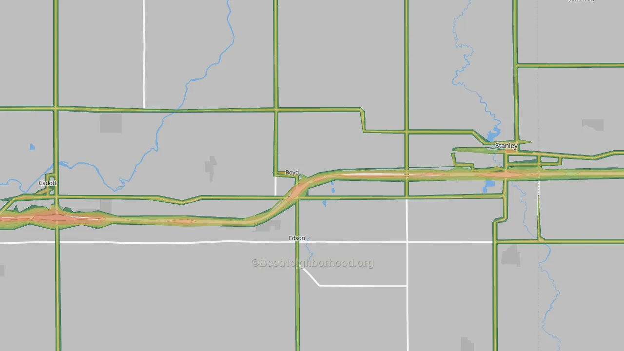 54726, WI Map of Noise Levels in 54726