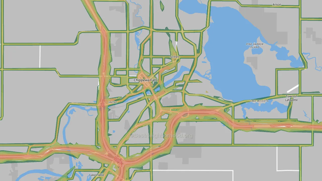 54729, WI Map of Noise Levels in 54729