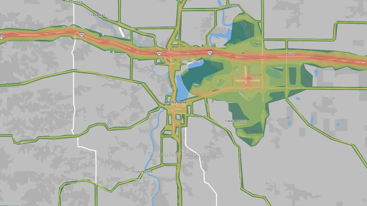 54751, WI Map of Noise Levels in 54751