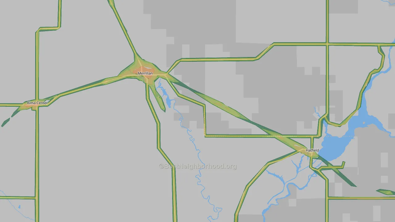 54754, WI Map of Noise Levels in 54754