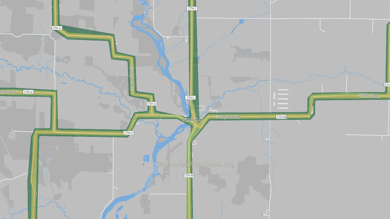 54765, WI Map of Noise Levels in 54765