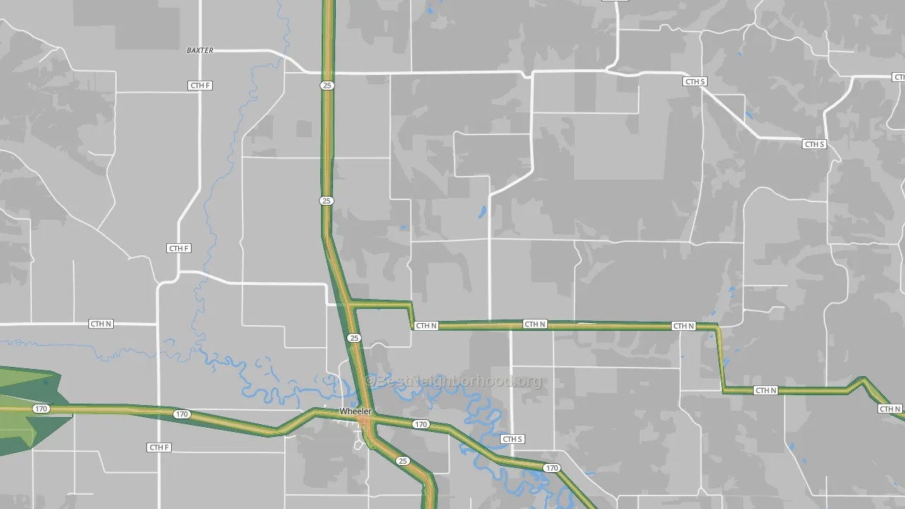 54772, WI Map of Noise Levels in 54772