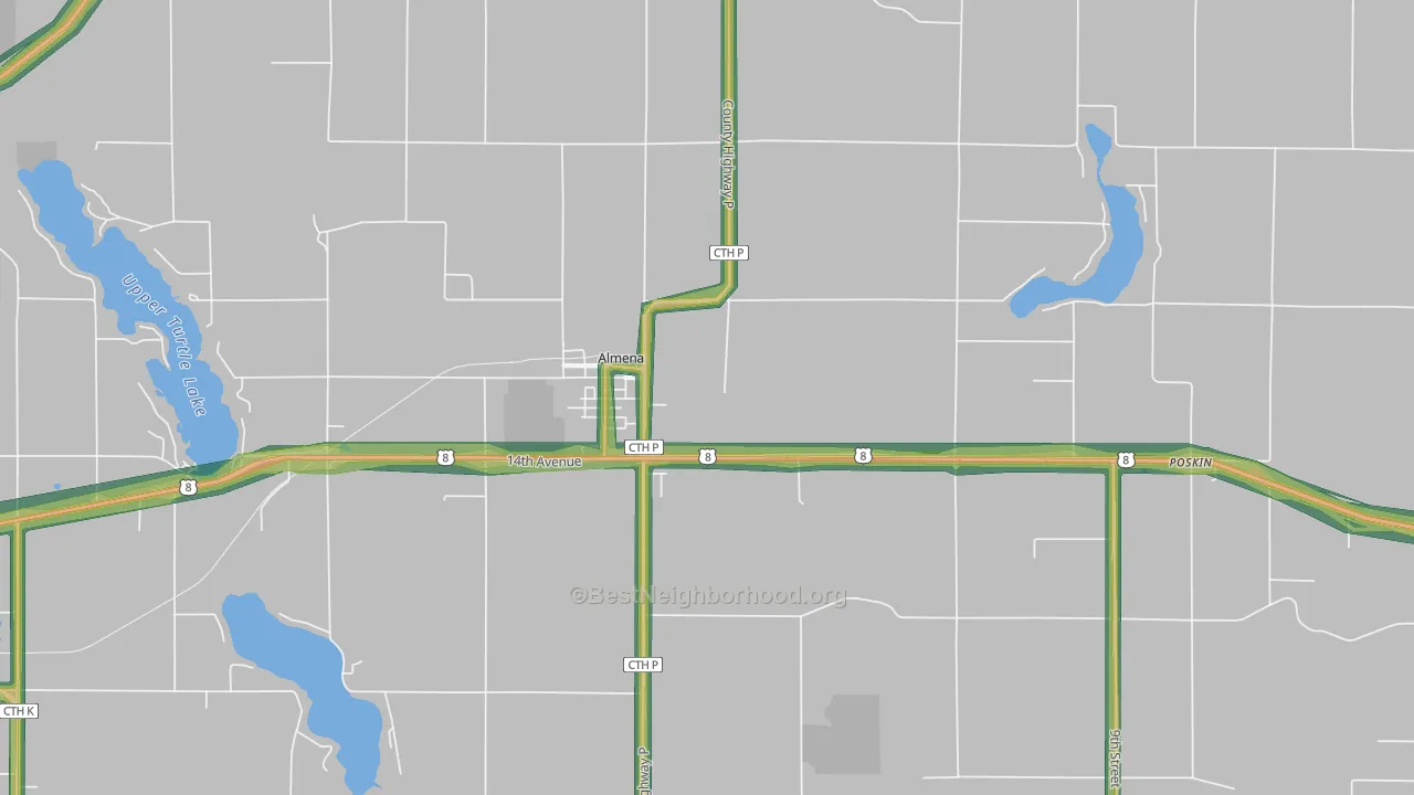 54805, WI Map of Noise Levels in 54805