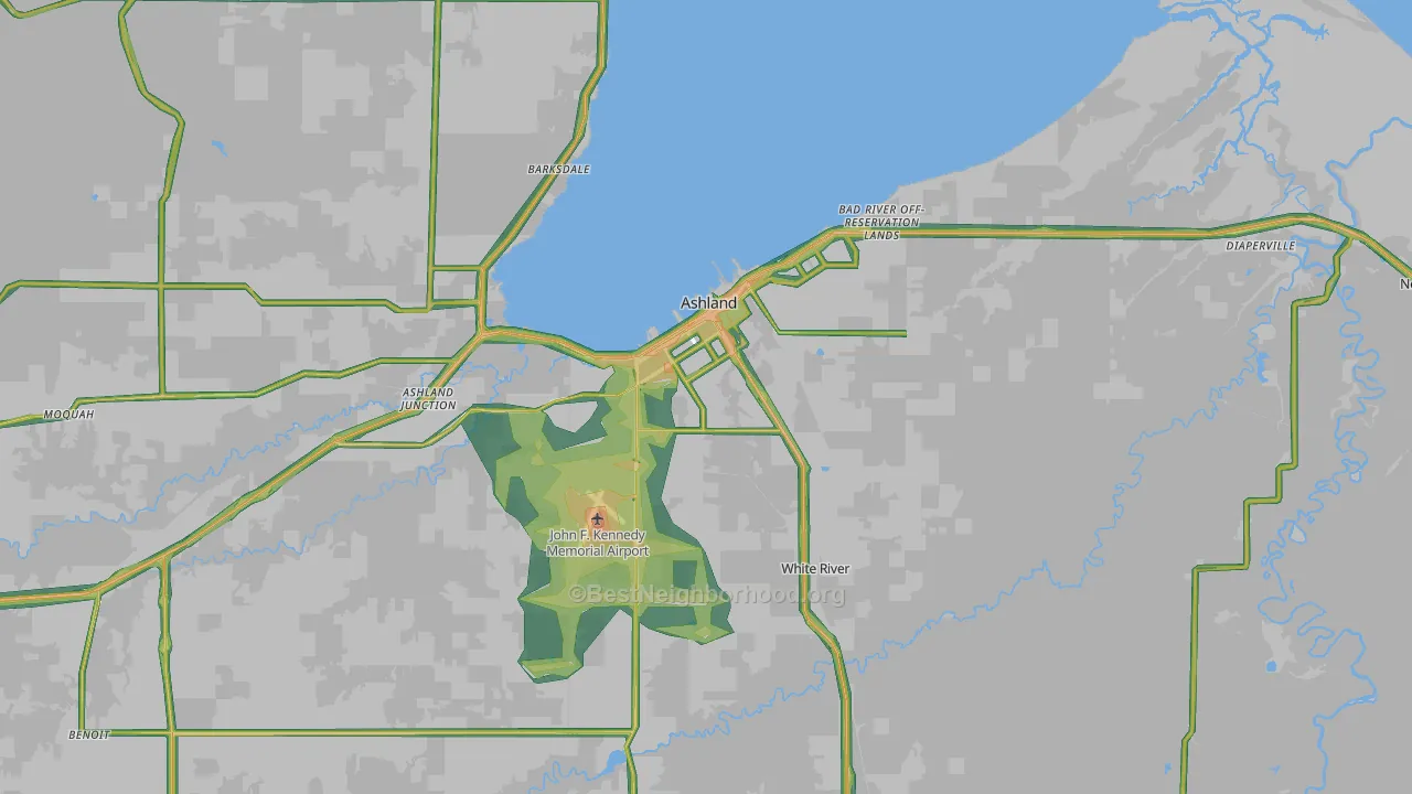 54806, WI Map of Noise Levels in 54806