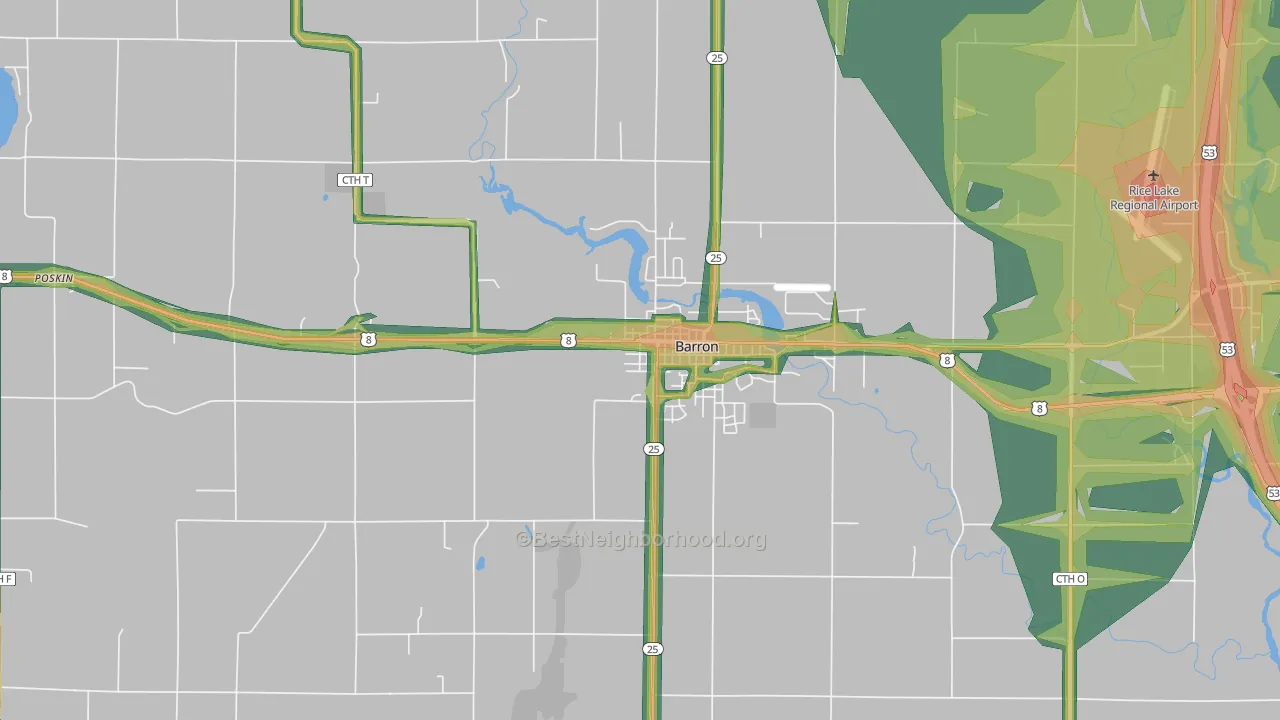 54812, WI Map of Noise Levels in 54812