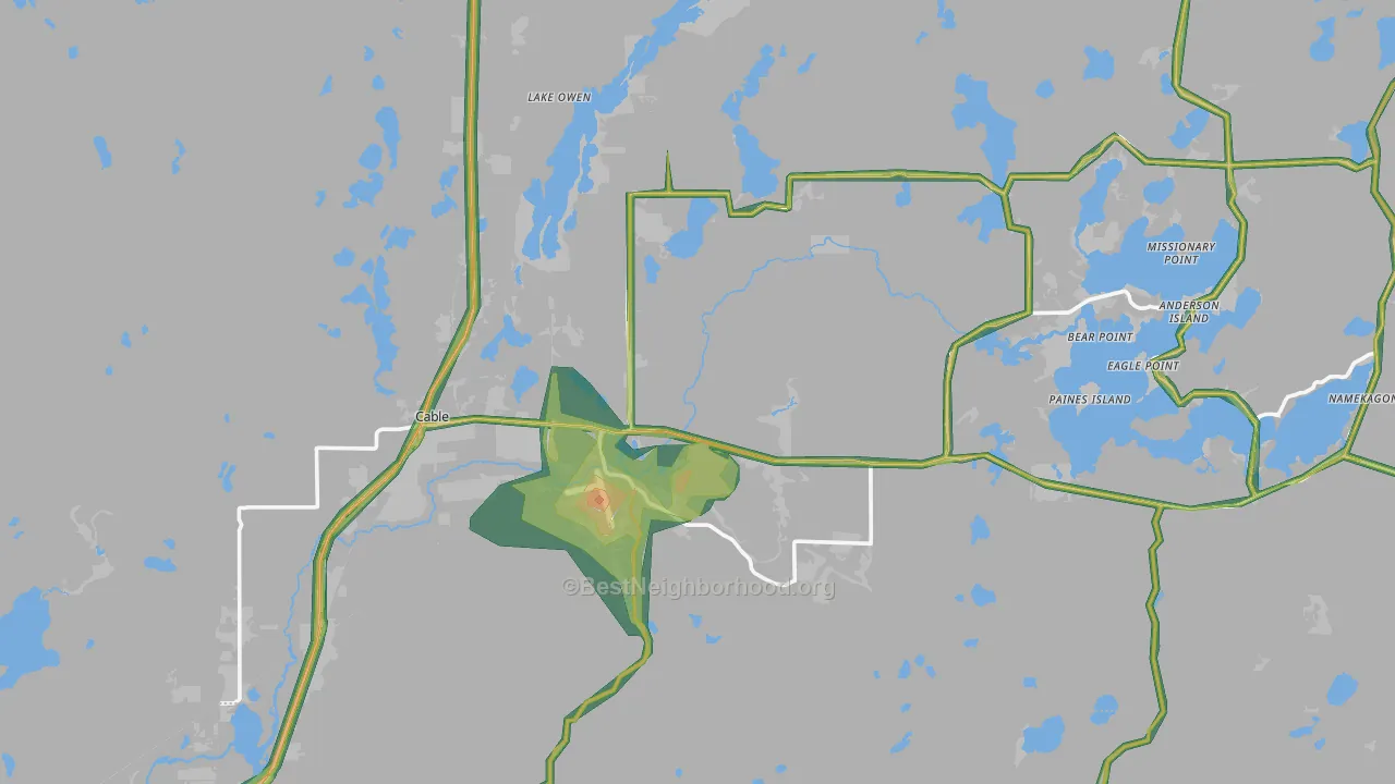 54821, WI Map of Noise Levels in 54821