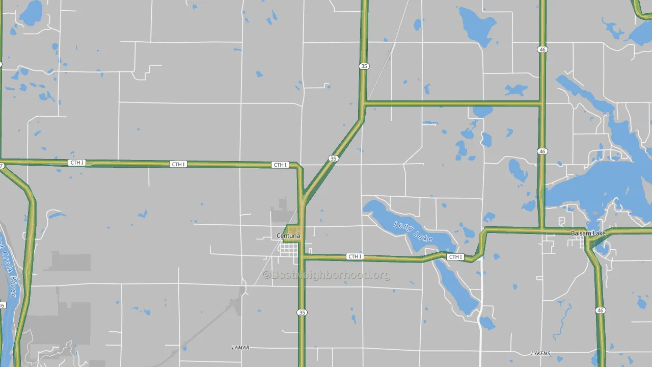 54824, WI Map of Noise Levels in 54824