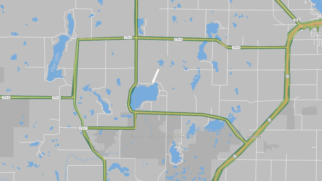 54826, WI Map of Noise Levels in 54826
