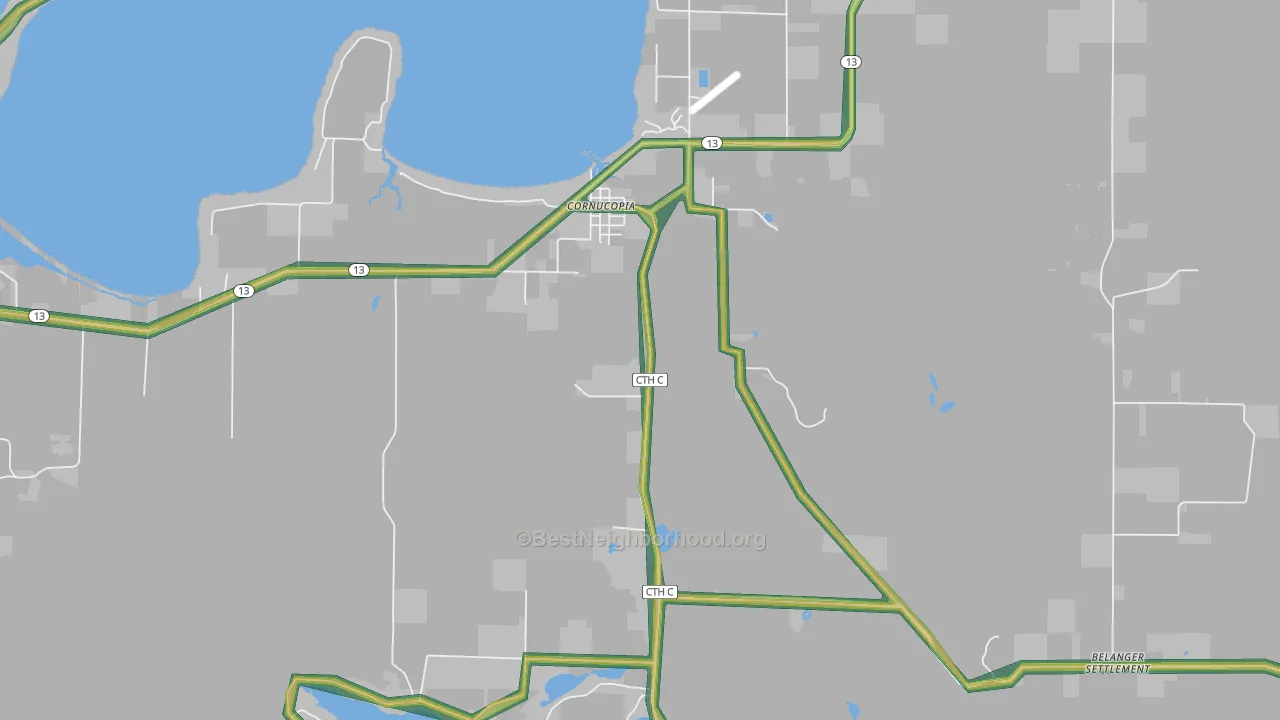 54827, WI Map of Noise Levels in 54827
