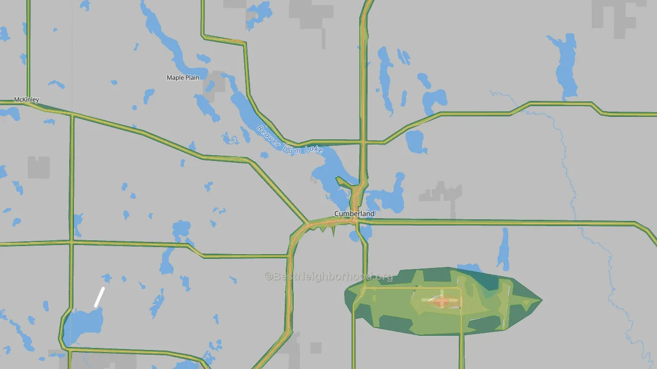 54829, WI Map of Noise Levels in 54829