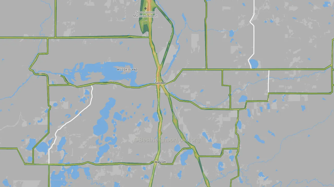 54838, WI Map of Noise Levels in 54838