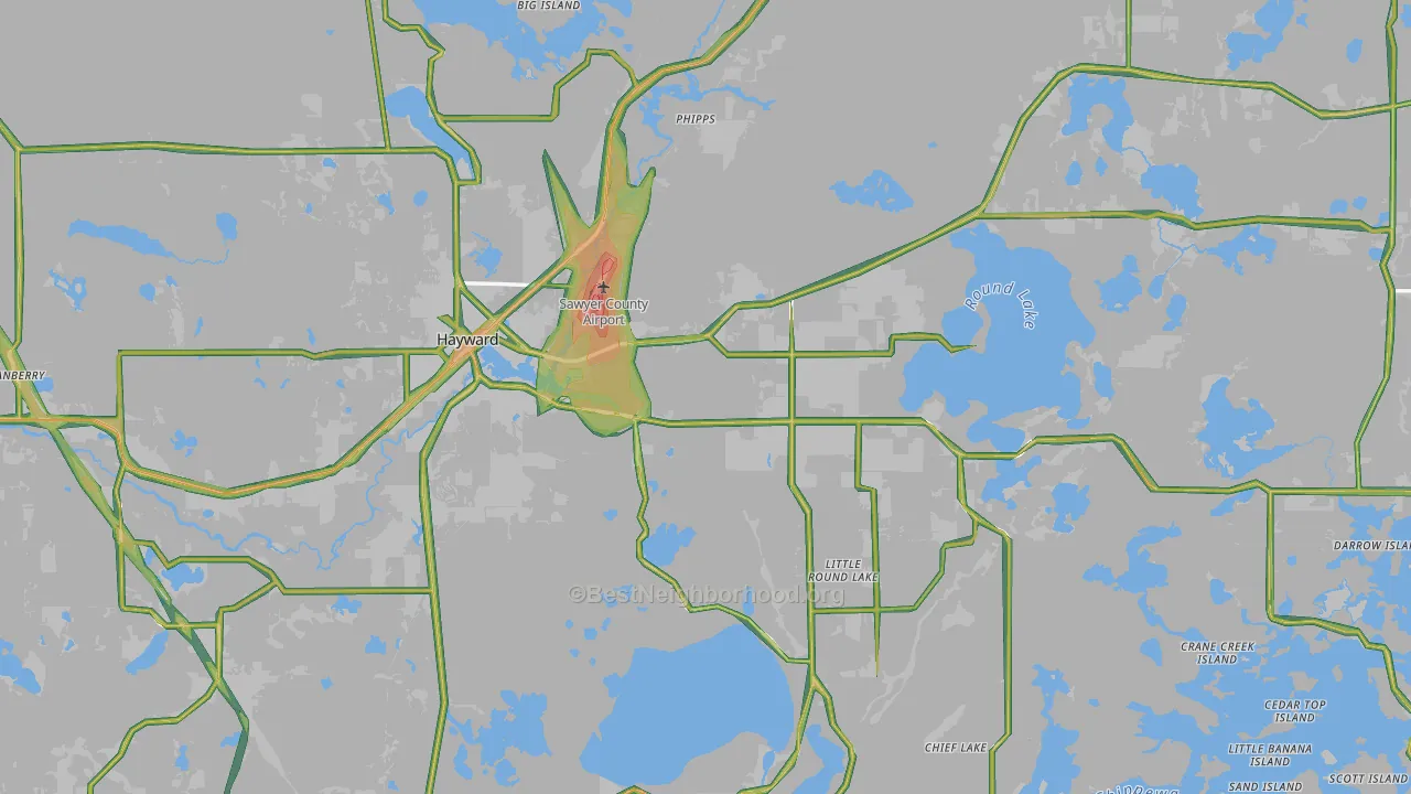 54843, WI Map of Noise Levels in 54843