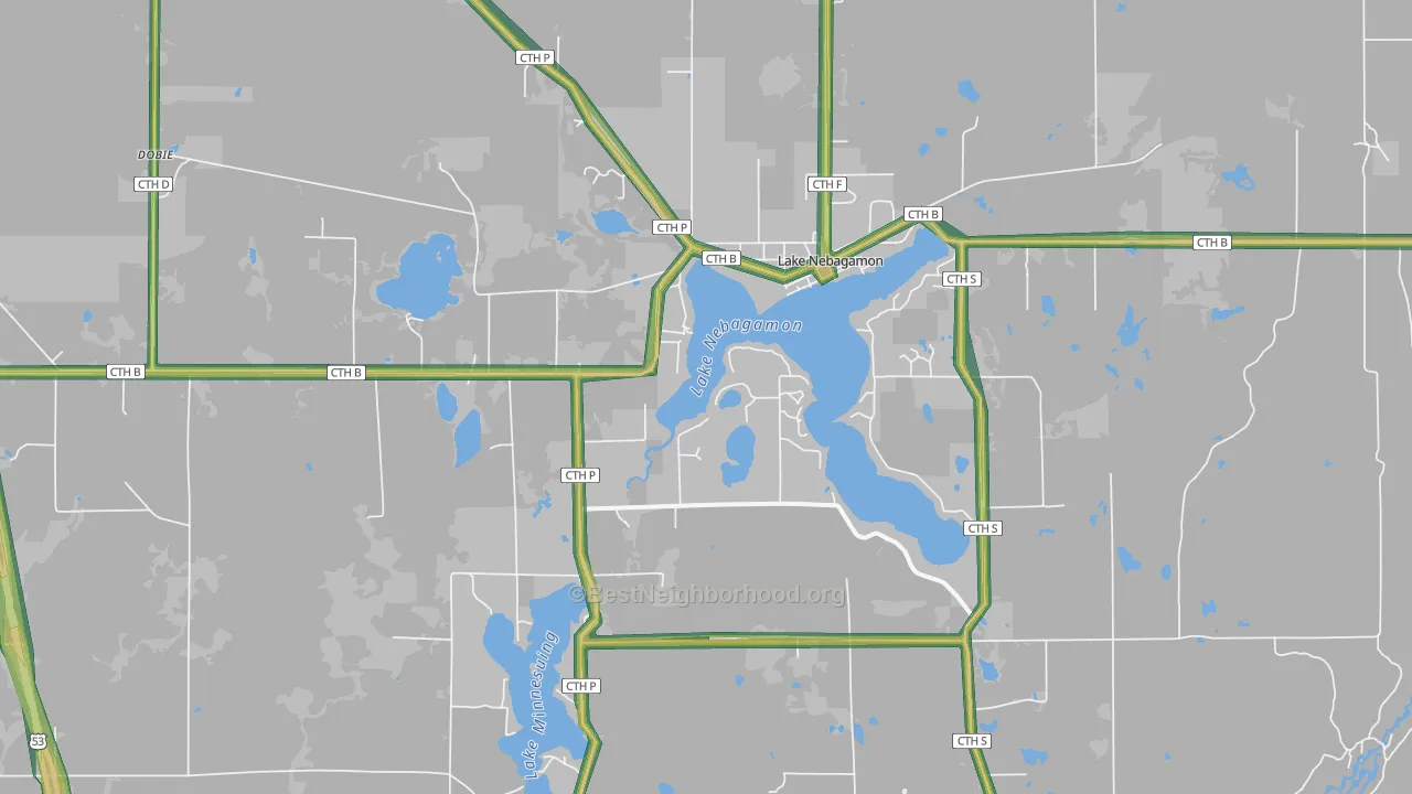 54849, WI Map of Noise Levels in 54849