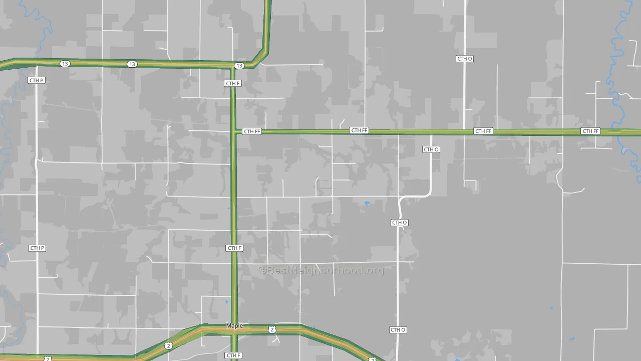 54854, WI Map of Noise Levels in 54854