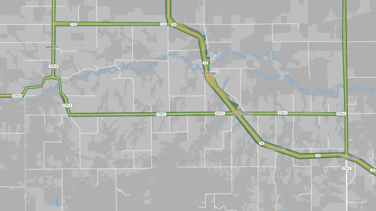 54855, WI Map of Noise Levels in 54855