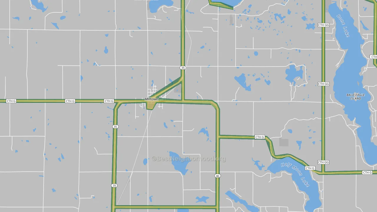 54858, WI Map of Noise Levels in 54858