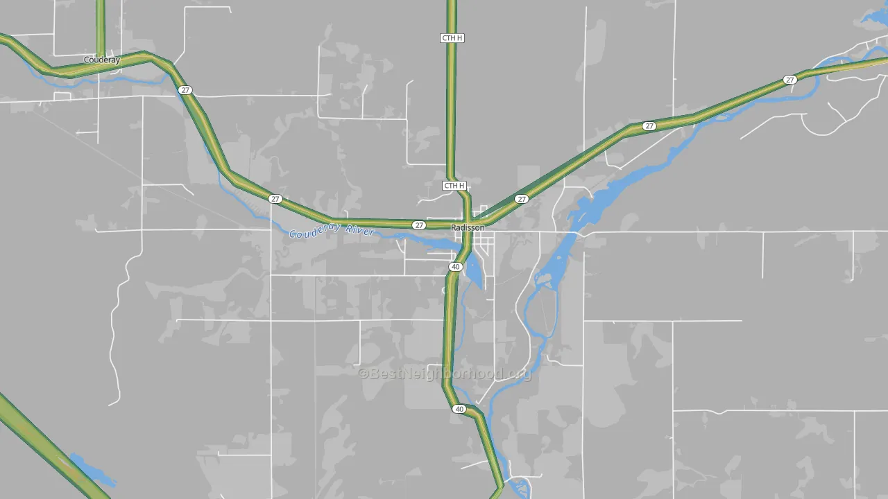 54867, WI Map of Noise Levels in 54867