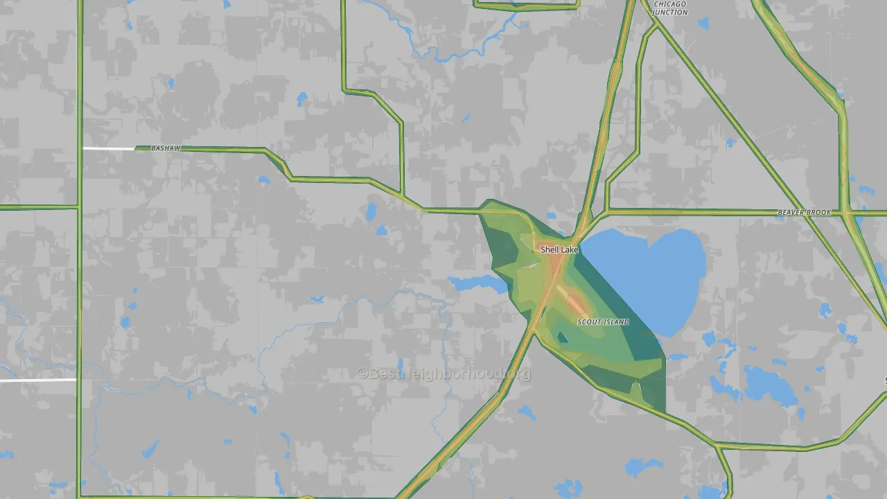 54871, WI Map of Noise Levels in 54871