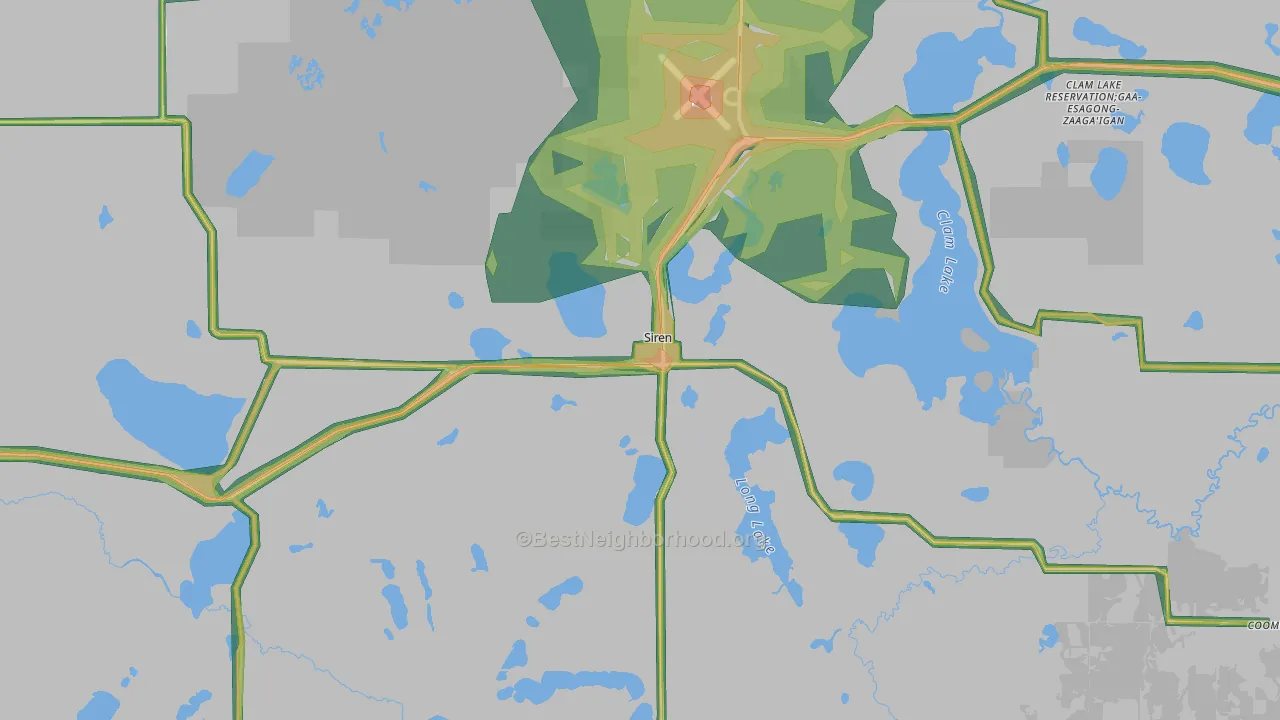 54872, WI Map of Noise Levels in 54872