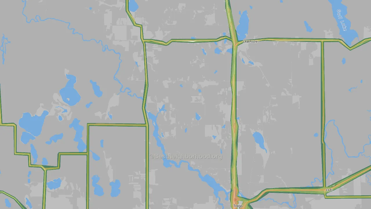 54888, WI Map of Noise Levels in 54888