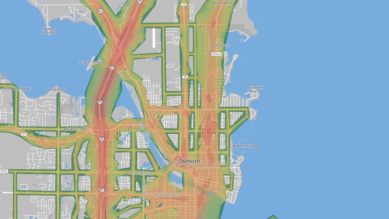 54901, WI Map of Noise Levels in 54901
