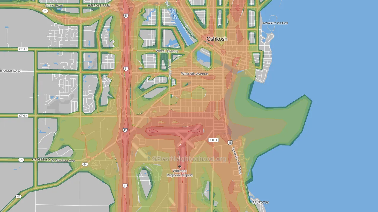 54902, WI Map of Noise Levels in 54902