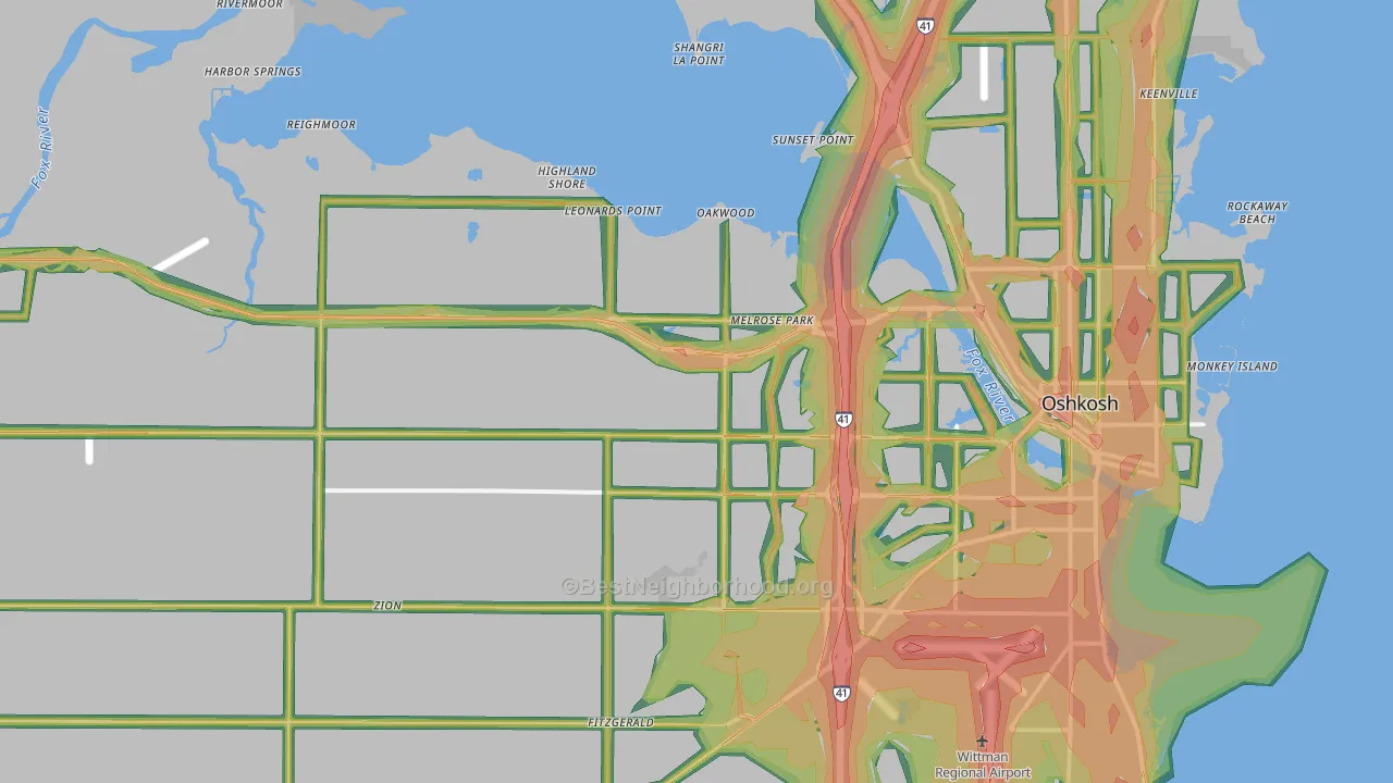 54904, WI Map of Noise Levels in 54904