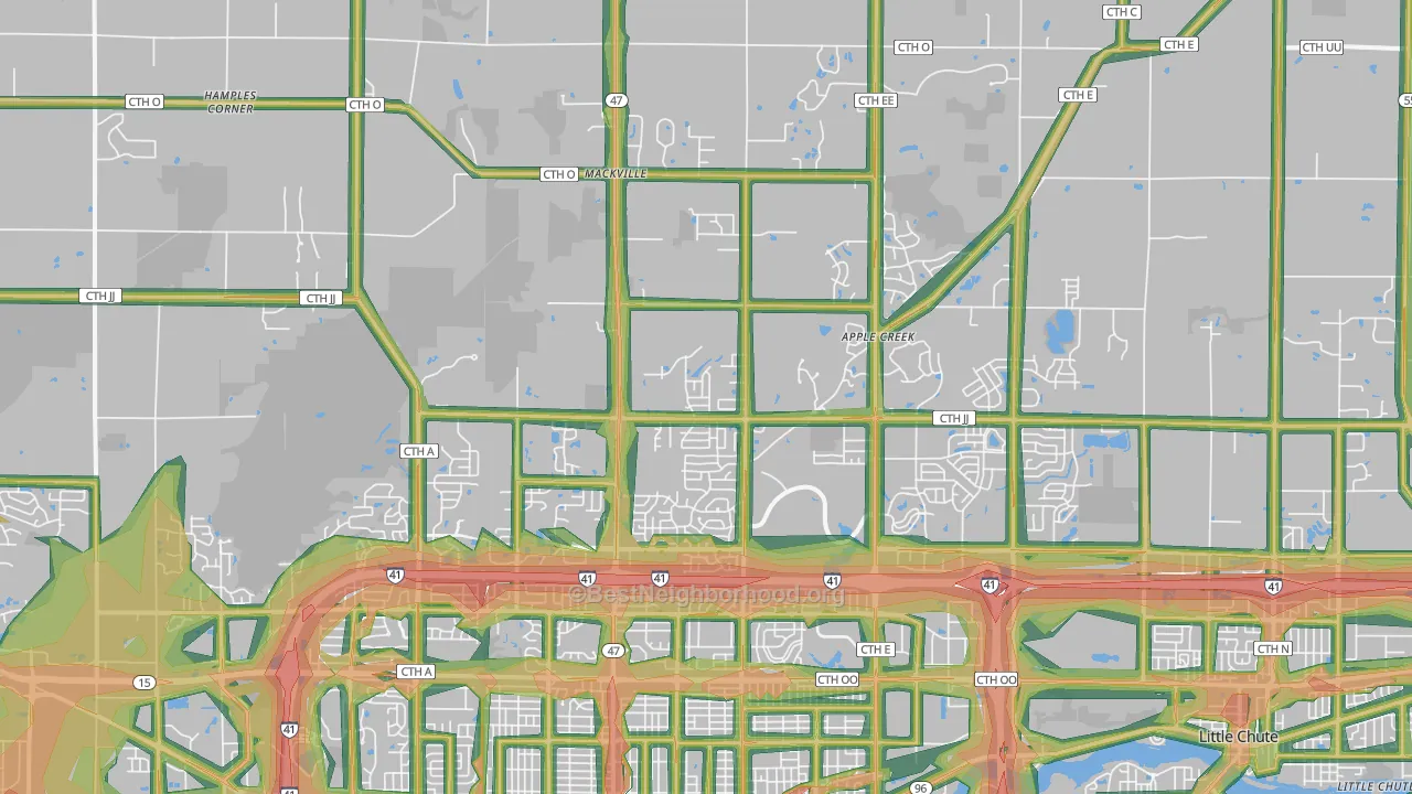 54913, WI Map of Noise Levels in 54913