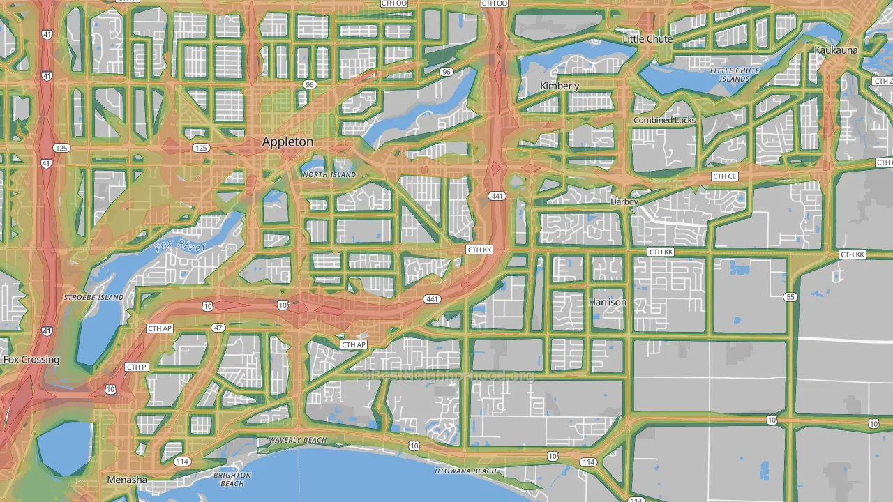 54915, WI Map of Noise Levels in 54915