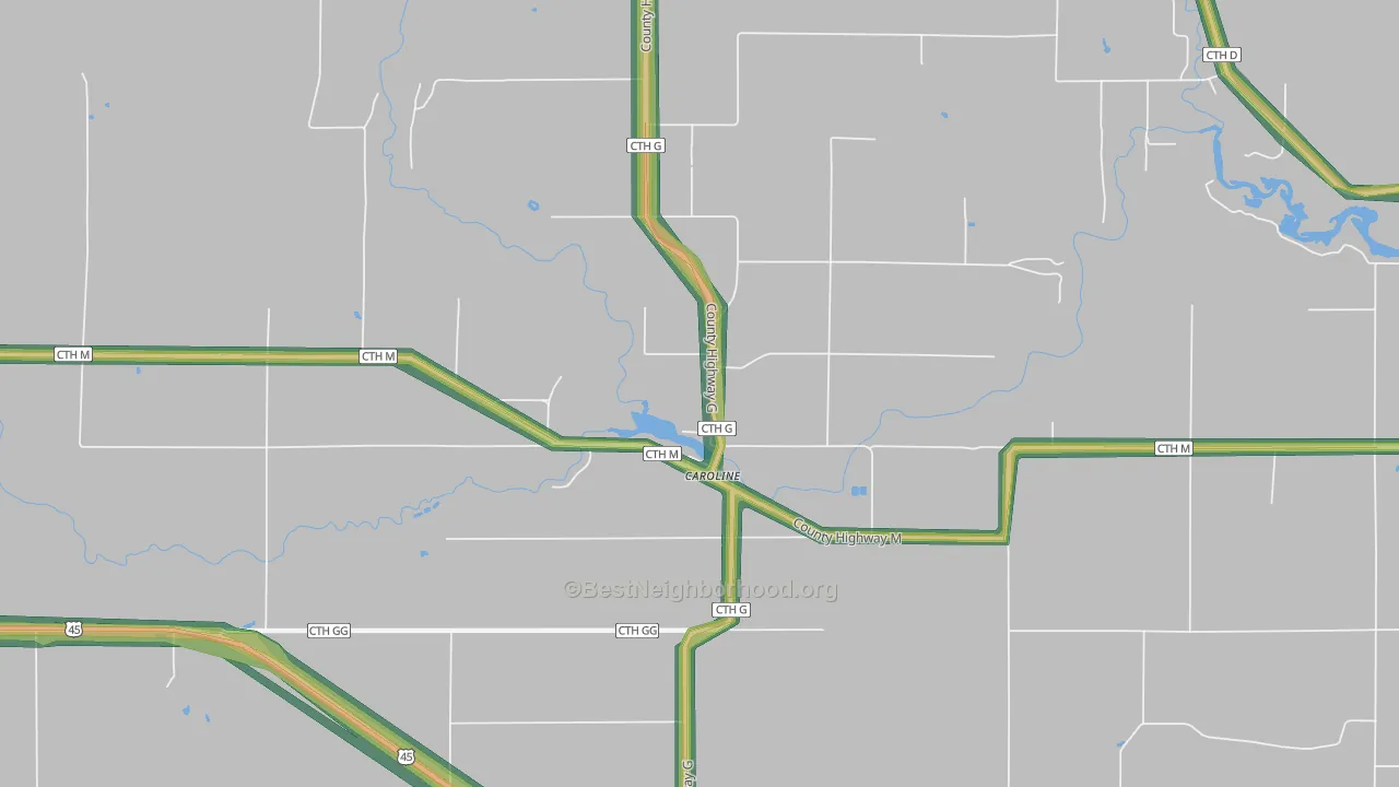 54928, WI Map of Noise Levels in 54928